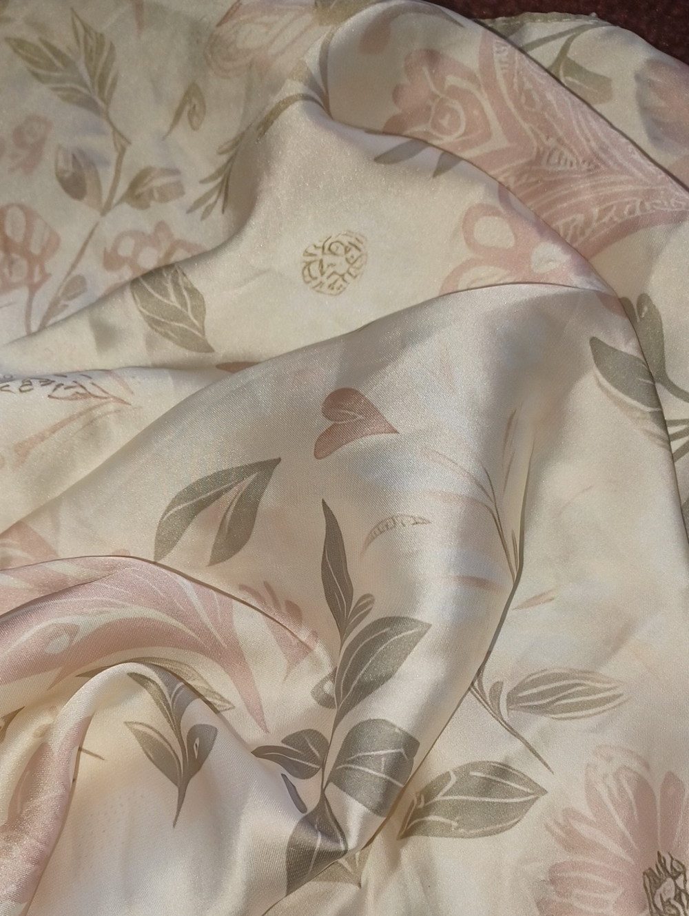 Elegant Pastel Floral Satin Bandana | 28x28 Square Head Scarf New Without Tags
